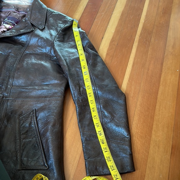 Vintage single breasted brown leather dress jacket - Picture 8 of 9
